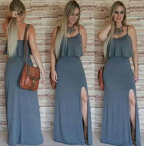 vestido longo Fenda